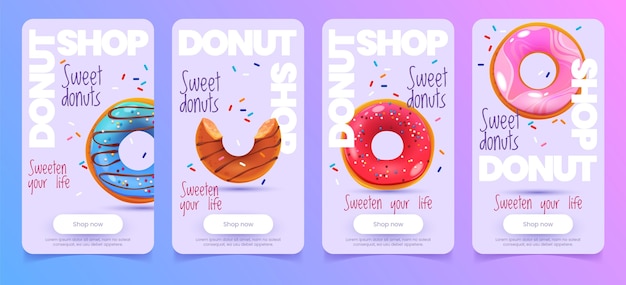 Cartoon donuts stories design