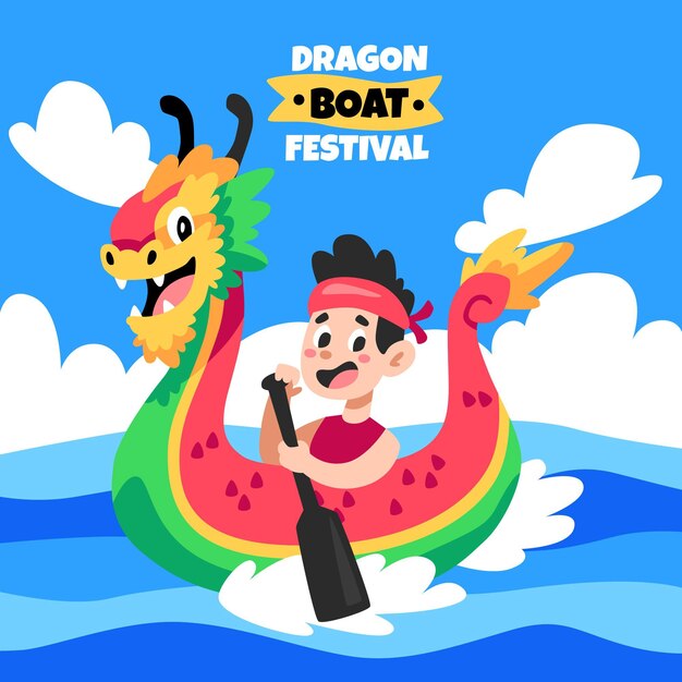 Cartoon dragon boat illustration