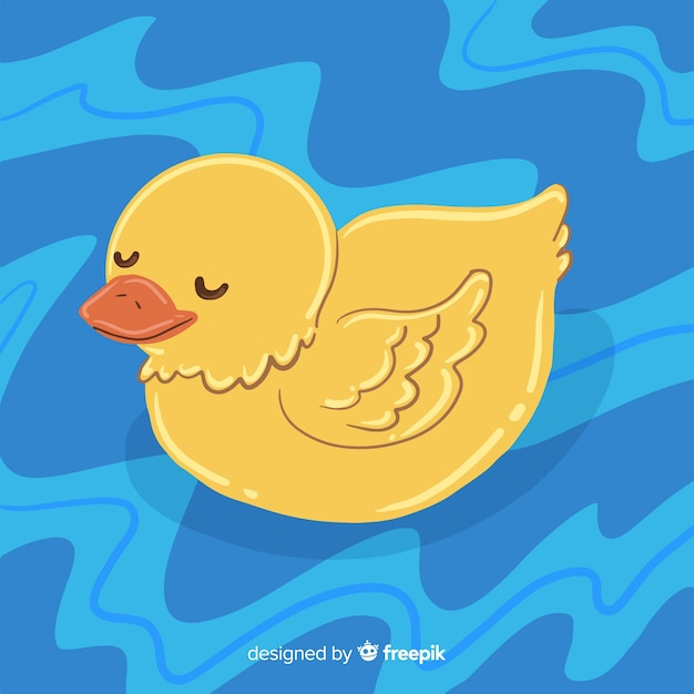 Free vector cartoon draw with rubber duck