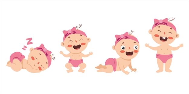 生まれたばかりの赤ちゃんのキャラクターの漫画の描画