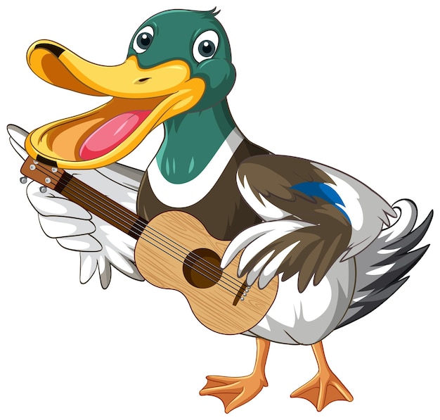 Cartoon duck playing a guitar