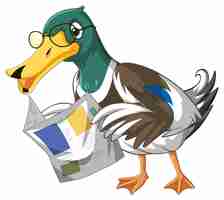 Free vector cartoon duck reading newspaper