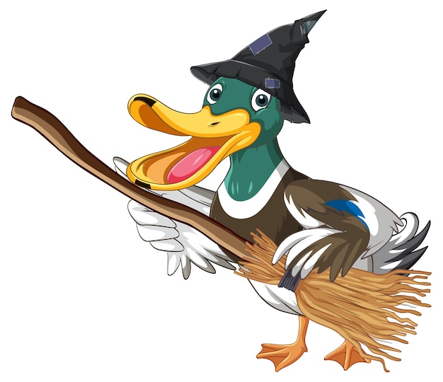 Free vector cartoon duck wearing wizard uniform