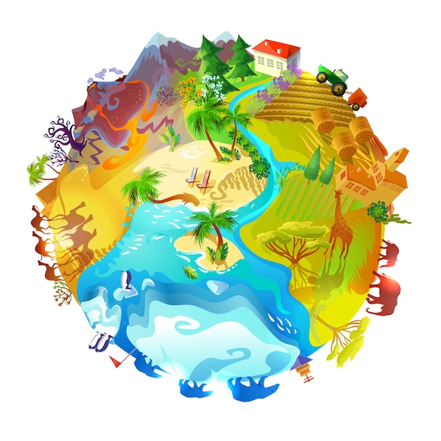 Free vector cartoon earth planet nature concept