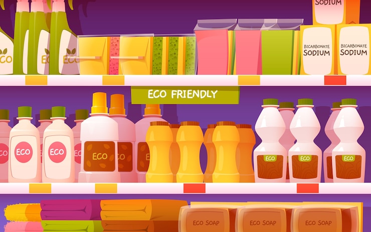 Free Vector cartoon eco cleaning products