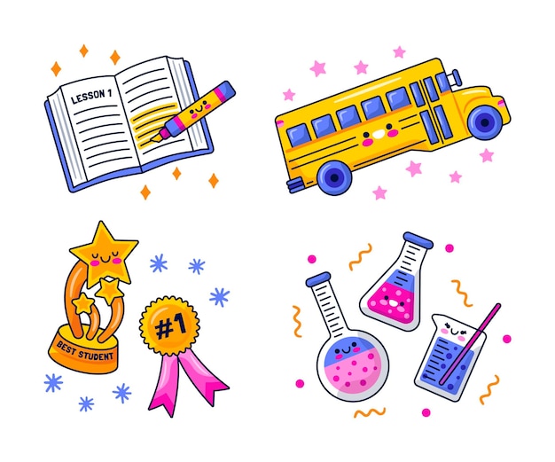 Free Vector cartoon educational stickers set