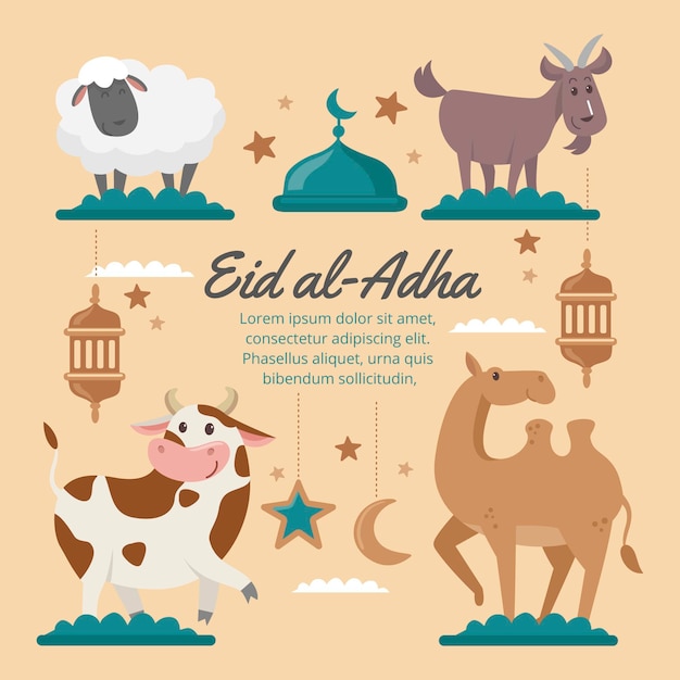 무료 벡터 만화 eid al-adha 그림