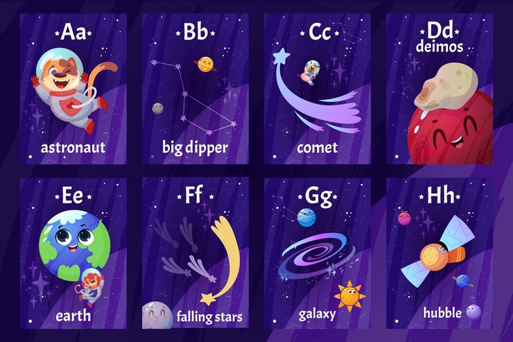 मुफ़्त वेक्टर cartoon english alphabet flashcards with letters from a to h for kid education