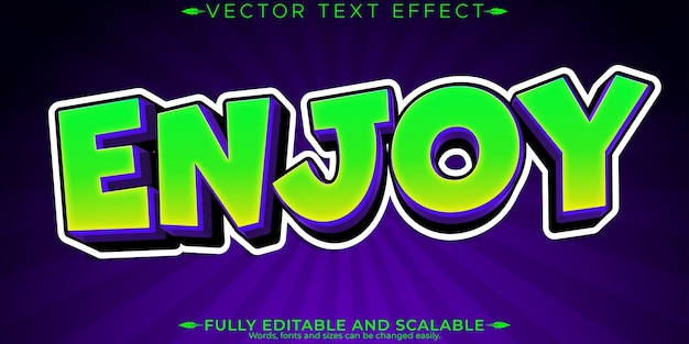 Free vector cartoon enjoy text effect editable cartoon and kids text style