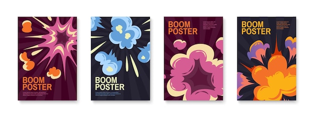 Cartoon Explosion Posters Set