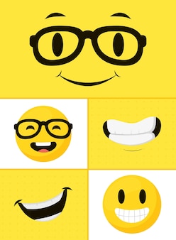 Cartoon faces and emojis