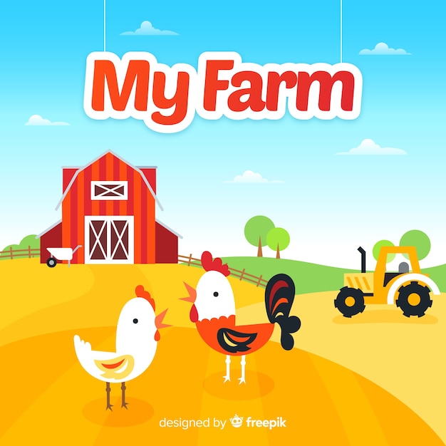 Free vector cartoon farm landscape