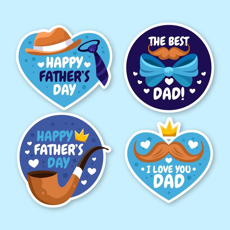 Free Vector cartoon father's day badges collection