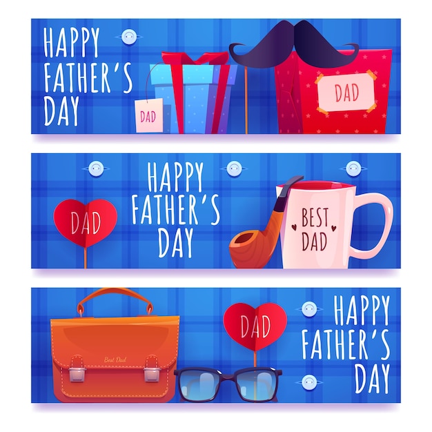 Free vector cartoon father's day banners set