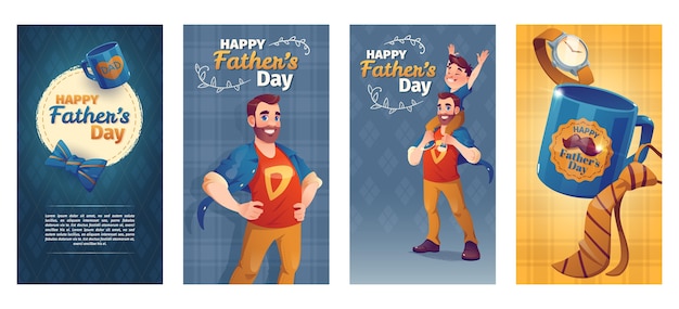 Free vector cartoon father's day banners set