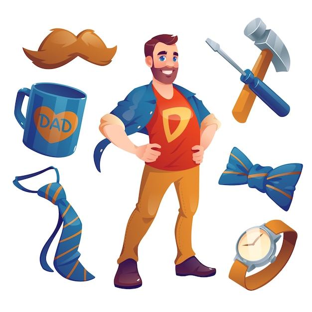 Free vector cartoon father's day elements collection