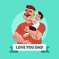 Free vector cartoon father's day illustration