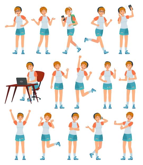 Free vector cartoon female teenager character