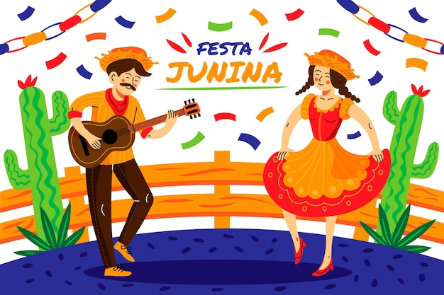 Cartoon festa junina illustration