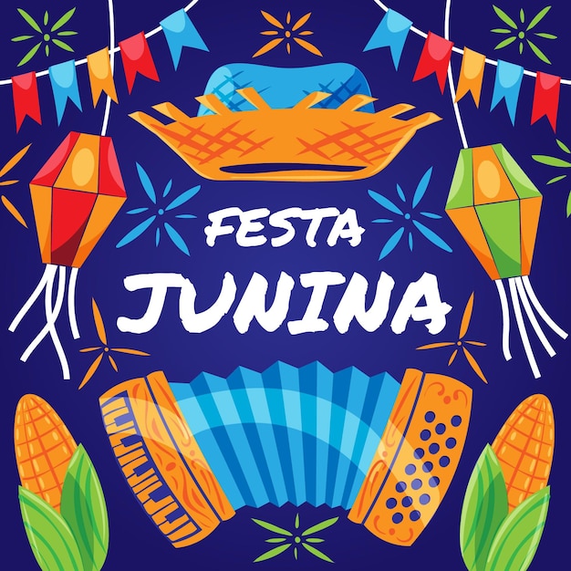 Vettore gratuito cartoon festa junina illustrazione