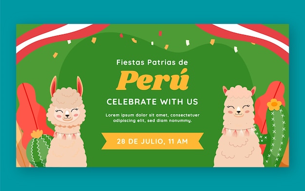 무료 벡터 cartoon fiestas patrias peru facebook post