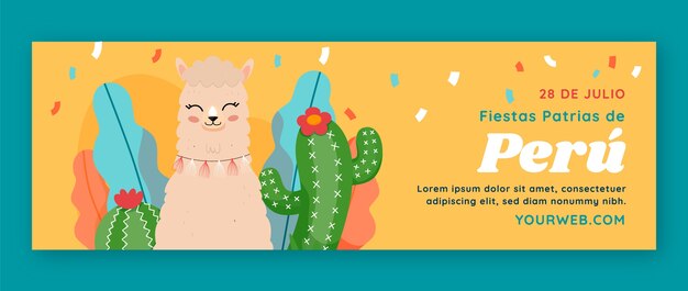 Free vector cartoon fiestas patrias peru twitter header