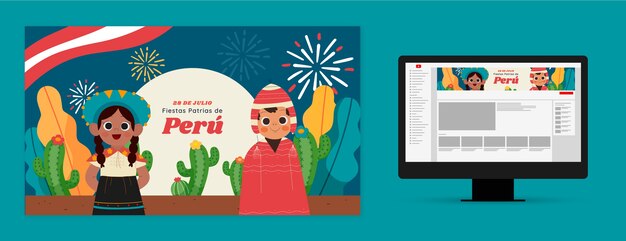 Cartoon fiestas patrias peru youtube channel art