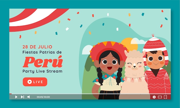 Free vector cartoon fiestas patrias peru youtube thumbnail