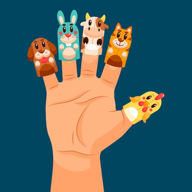 Cartoon finger puppet set