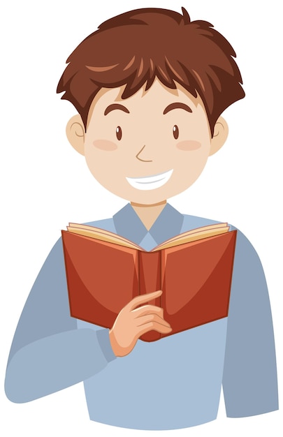 Cartoon flat style of a man reading book