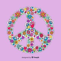 Cartoon floral peace sign background