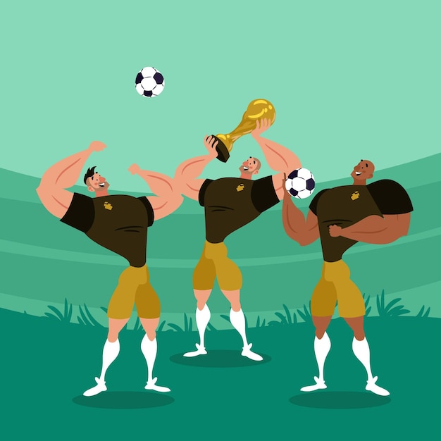 Free vector cartoon football players illustration