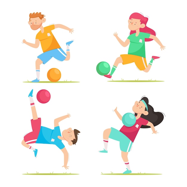 Free vector cartoon football players set