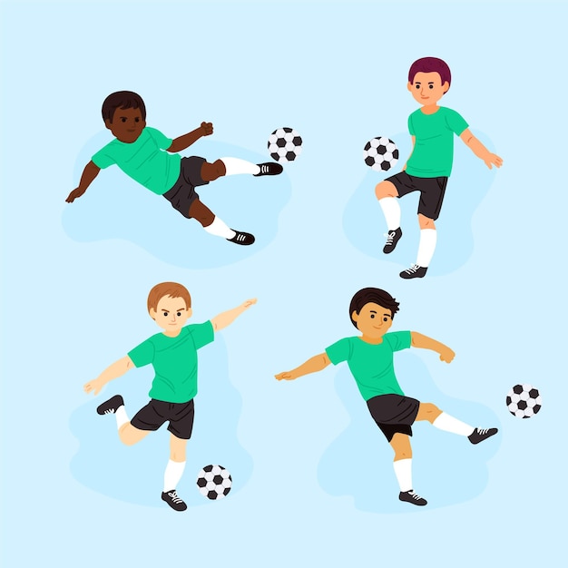 Free vector cartoon football players set