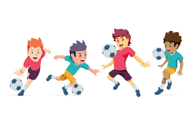 Set di giocatori di calcio dei cartoni animati