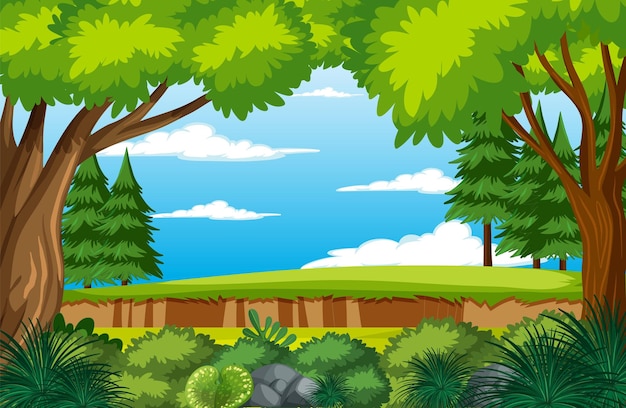 Free vector cartoon forest environment background