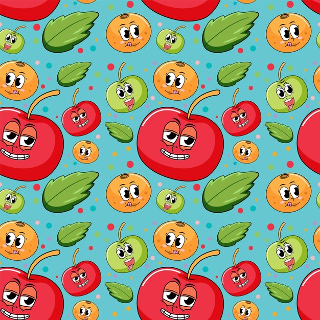 Cartoon fruits seamless pattern