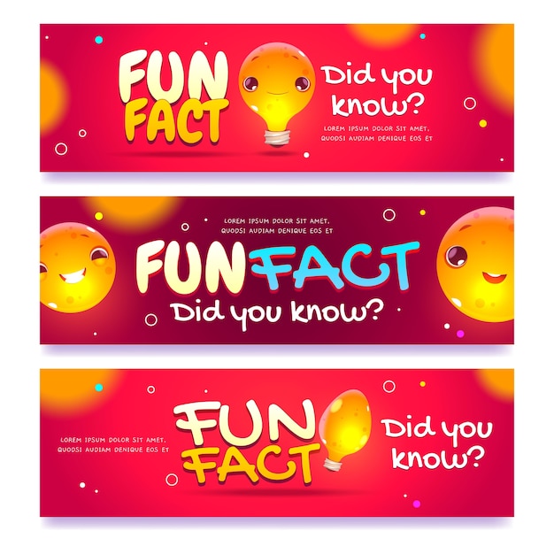 Cartoon fun fact banners design