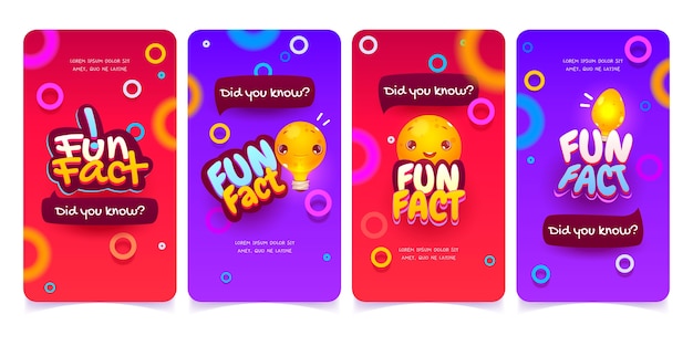 Vettore gratuito cartoon fatti divertenti storie di instagram design