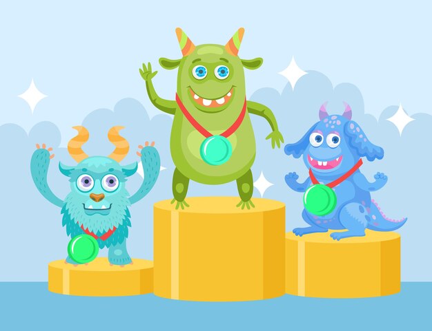かわいいモンスターイラスト プレミアムベクター