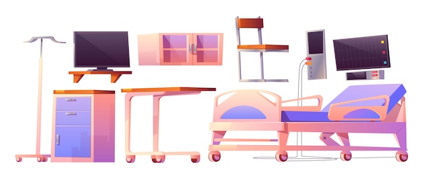 Бесплатное векторное изображение Мультфильм мебель для больничной палаты