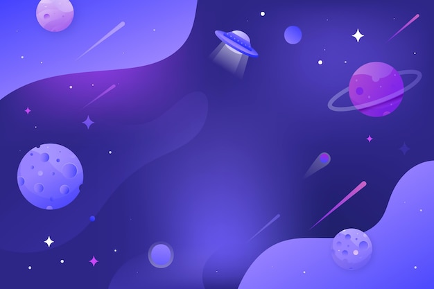 Cartoon galaxy background with planets