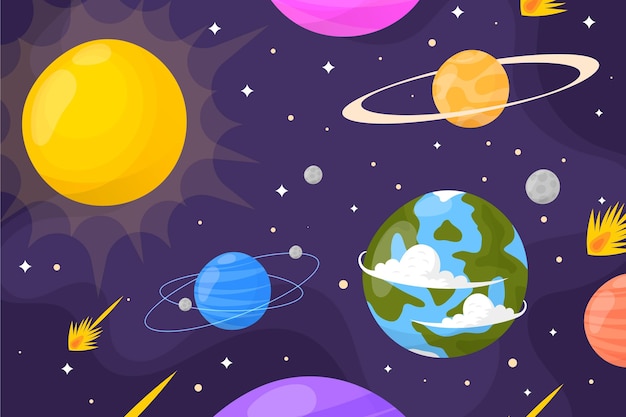 Free Vector cartoon galaxy background