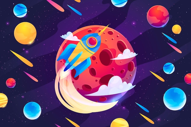 Free vector cartoon galaxy with stars background