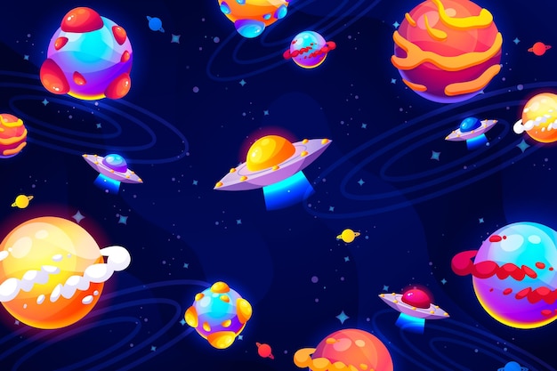 Cartoon galaxy with stars background