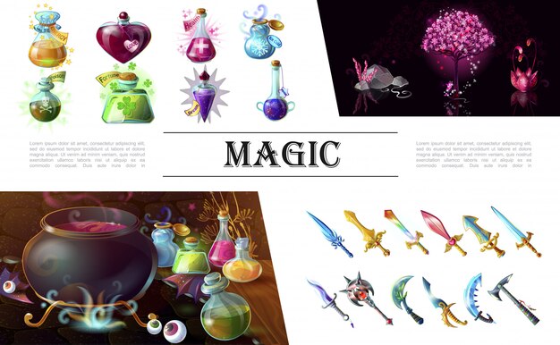 ダークポーションバナーセット 魔術の飲み物や毒のイラストとテキストの魔法のボトル 無料のベクター ダークポーションバナーセット 魔術の飲み物や毒のイラストとテキストの魔法のボトル 無料のベクター