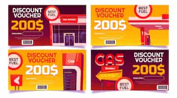 Free vector cartoon gas station horizontal  banners