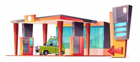 Free vector cartoon gas station