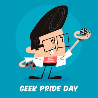 Cartoon geek pride day illustration