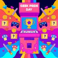 Free vector cartoon geek pride day illustration